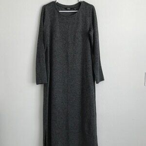 Dennis Basso Regular Bateau Neck Rib Knit Dress - Charcoal (Sz) a615660